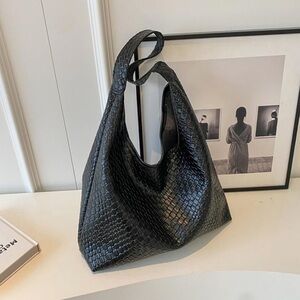 Black Woven Shoulder Bag